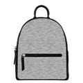 Grey Knitted Pattern Print Leather Backpack