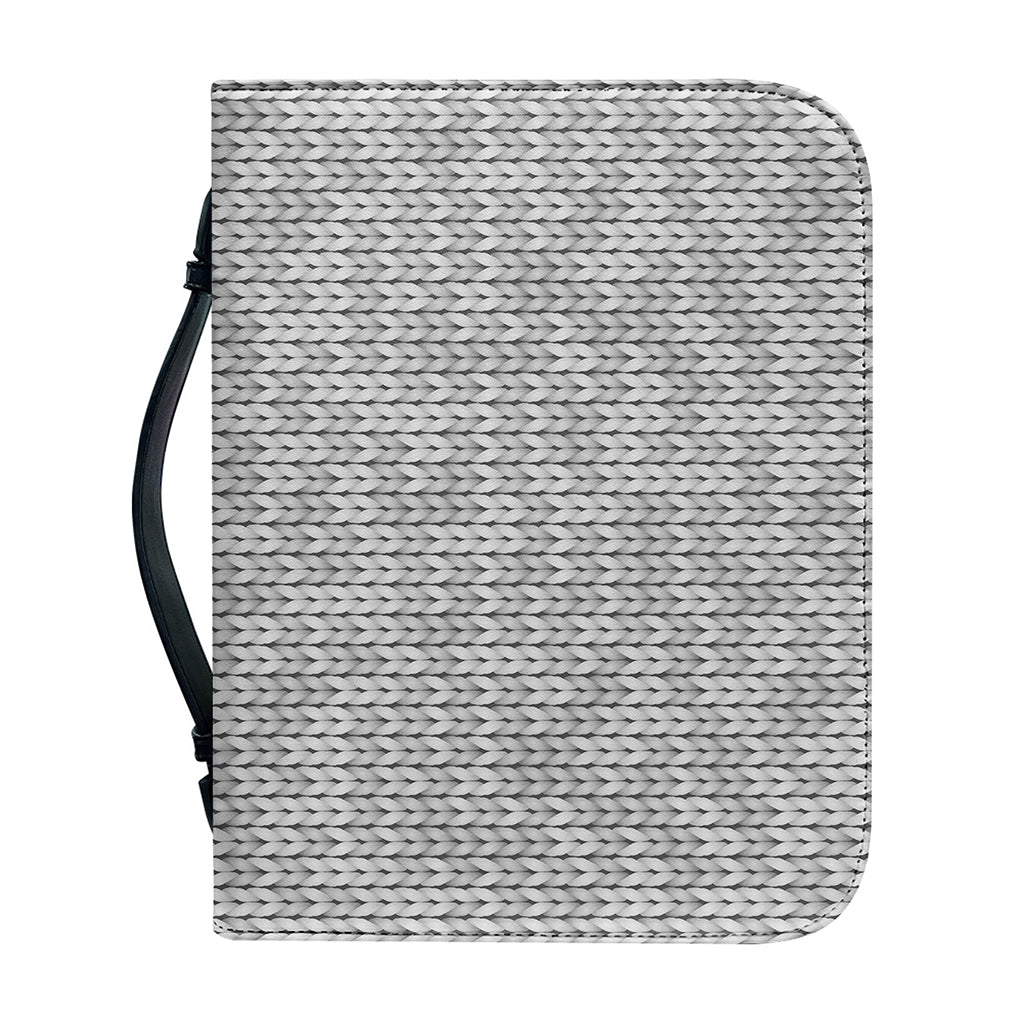 Grey Knitted Pattern Print Leather Bible Cover