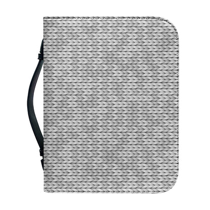 Grey Knitted Pattern Print Leather Bible Cover