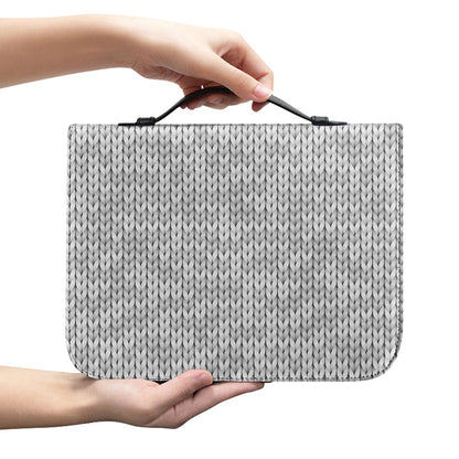 Grey Knitted Pattern Print Leather Bible Cover