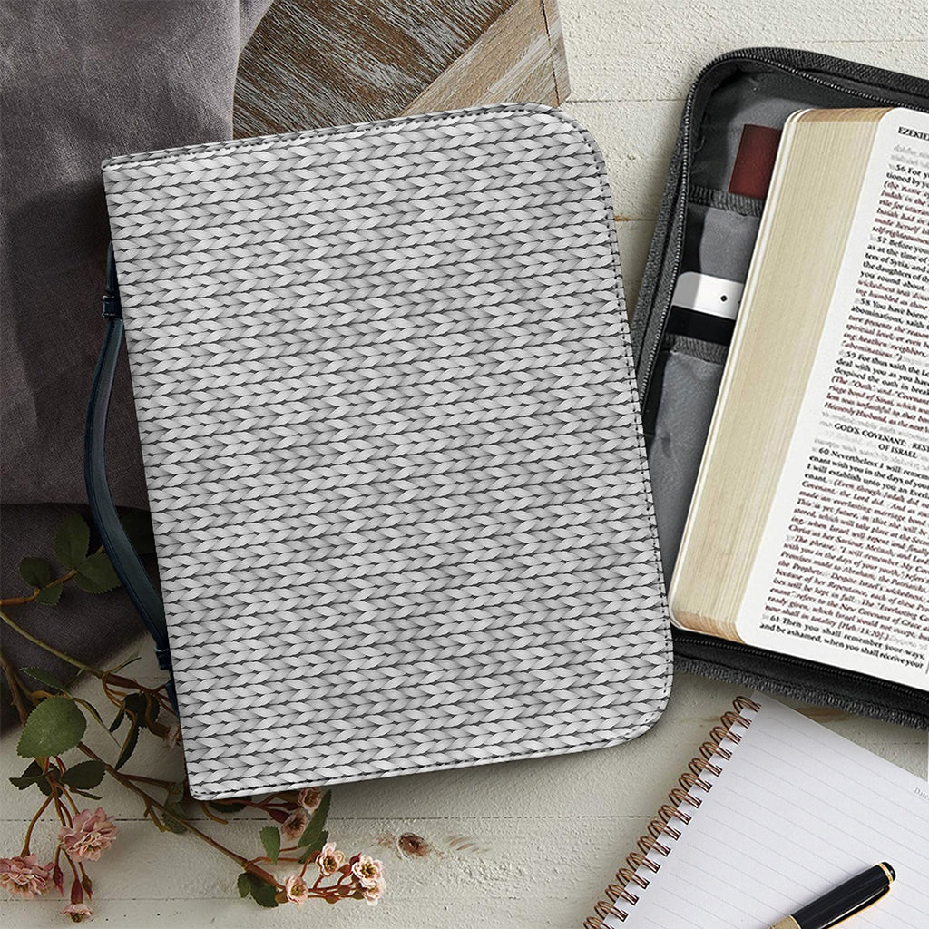 Grey Knitted Pattern Print Leather Bible Cover