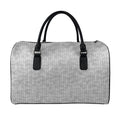 Grey Knitted Pattern Print Leather Duffel Bag