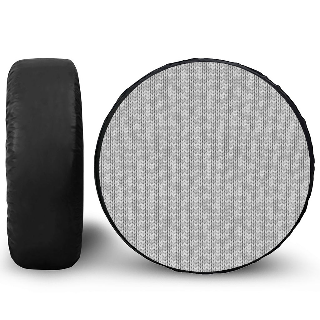 Grey Knitted Pattern Print Leather Spare Tire Cover