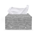 Grey Knitted Pattern Print Leather Tissue Box Cover