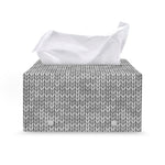 Grey Knitted Pattern Print Leather Tissue Box Cover