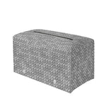 Grey Knitted Pattern Print Leather Tissue Box Cover