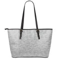 Grey Knitted Pattern Print Leather Tote Bag With Zipper