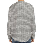 Grey Knitted Pattern Print Long Sleeve Baseball Jersey