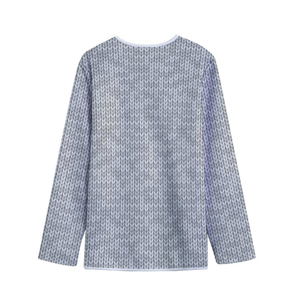 Grey Knitted Pattern Print Long Sleeve Short Coat