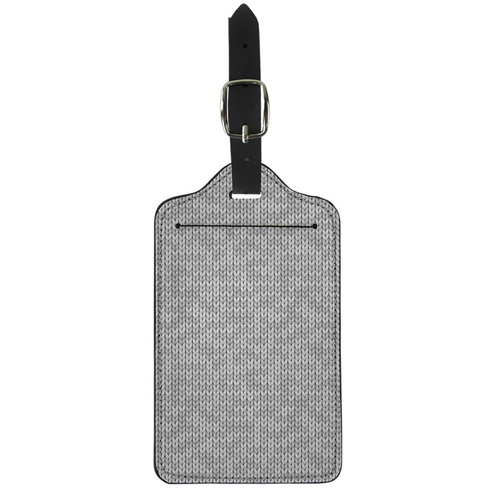 Grey Knitted Pattern Print Luggage Tag