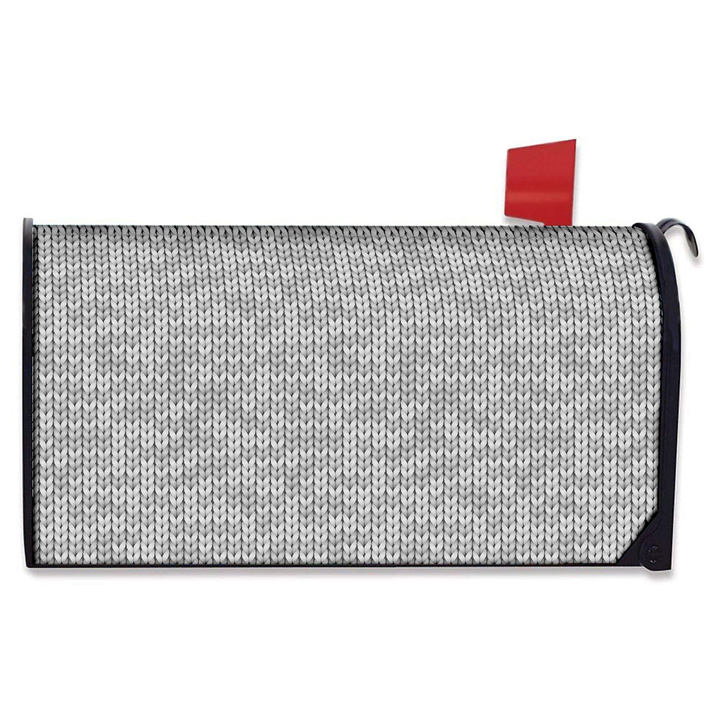 Grey Knitted Pattern Print Mailbox Cover