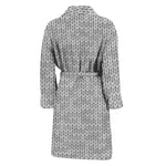 Grey Knitted Pattern Print Men's Bathrobe