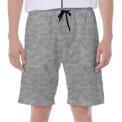 Grey Knitted Pattern Print Men's Beach Shorts
