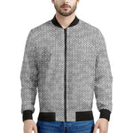 Grey Knitted Pattern Print Men's Bomber Jacket