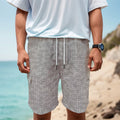 Grey Knitted Pattern Print Men's Cargo Shorts
