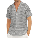 Grey Knitted Pattern Print Men's Deep V-Neck Shirt
