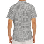 Grey Knitted Pattern Print Men's Deep V-Neck Shirt