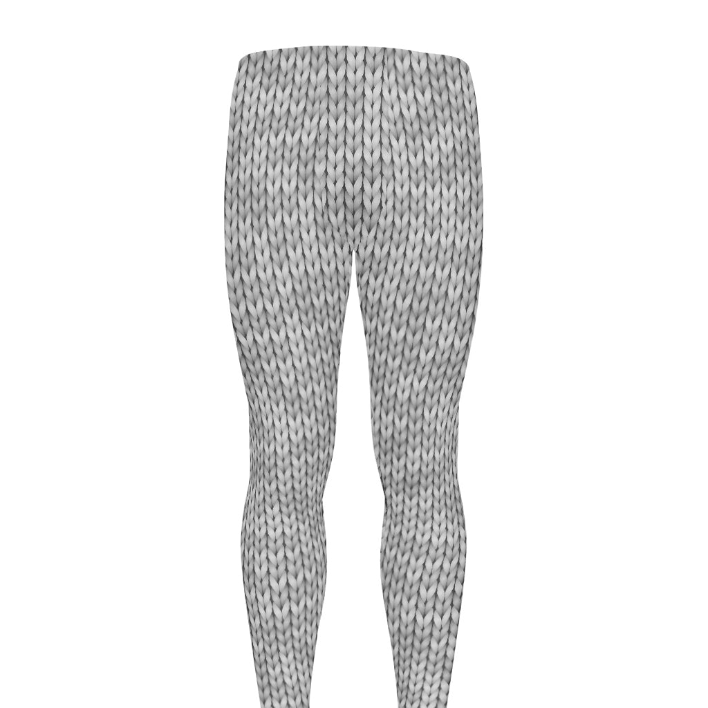 Grey Knitted Pattern Print Men's leggings