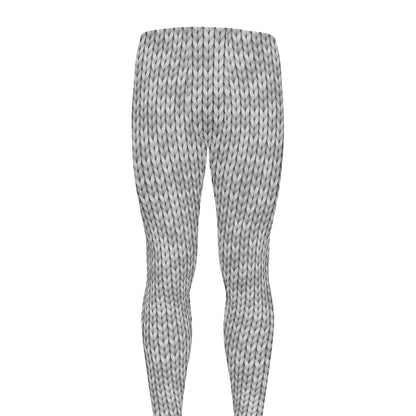 Grey Knitted Pattern Print Men's leggings