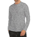 Grey Knitted Pattern Print Men's Long Sleeve Rash Guard
