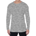 Grey Knitted Pattern Print Men's Long Sleeve T-Shirt