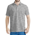 Grey Knitted Pattern Print Men's Polo Shirt