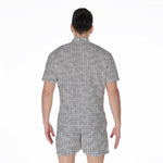 Grey Knitted Pattern Print Men's Rompers