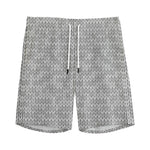 Grey Knitted Pattern Print Men's Sports Shorts