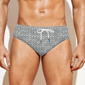 Grey Knitted Pattern Print Men's Swim Briefs