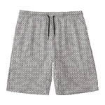 Grey Knitted Pattern Print Men's Swim Trunks