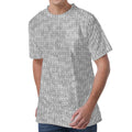 Grey Knitted Pattern Print Men's Velvet T-Shirt