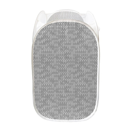 Grey Knitted Pattern Print Mesh Laundry Hamper