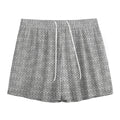 Grey Knitted Pattern Print Mesh Shorts