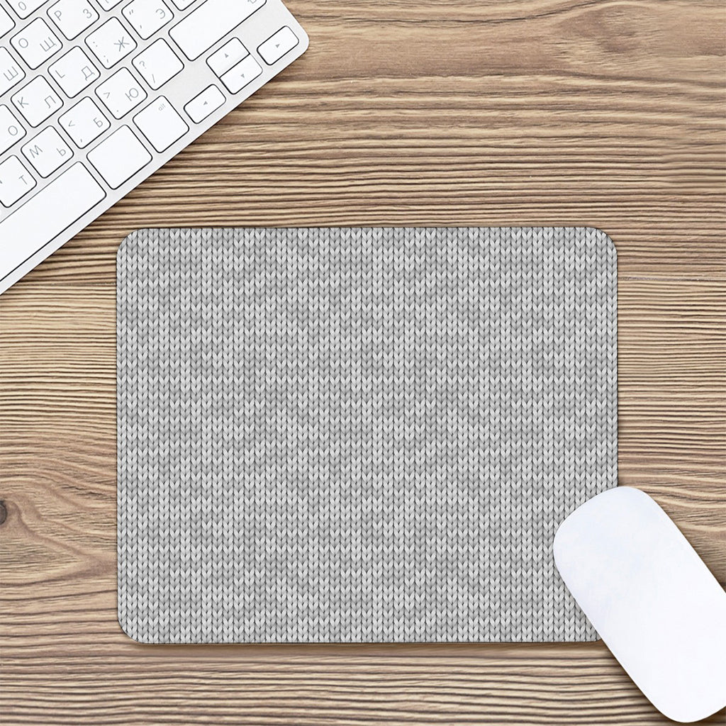 Grey Knitted Pattern Print Mouse Pad