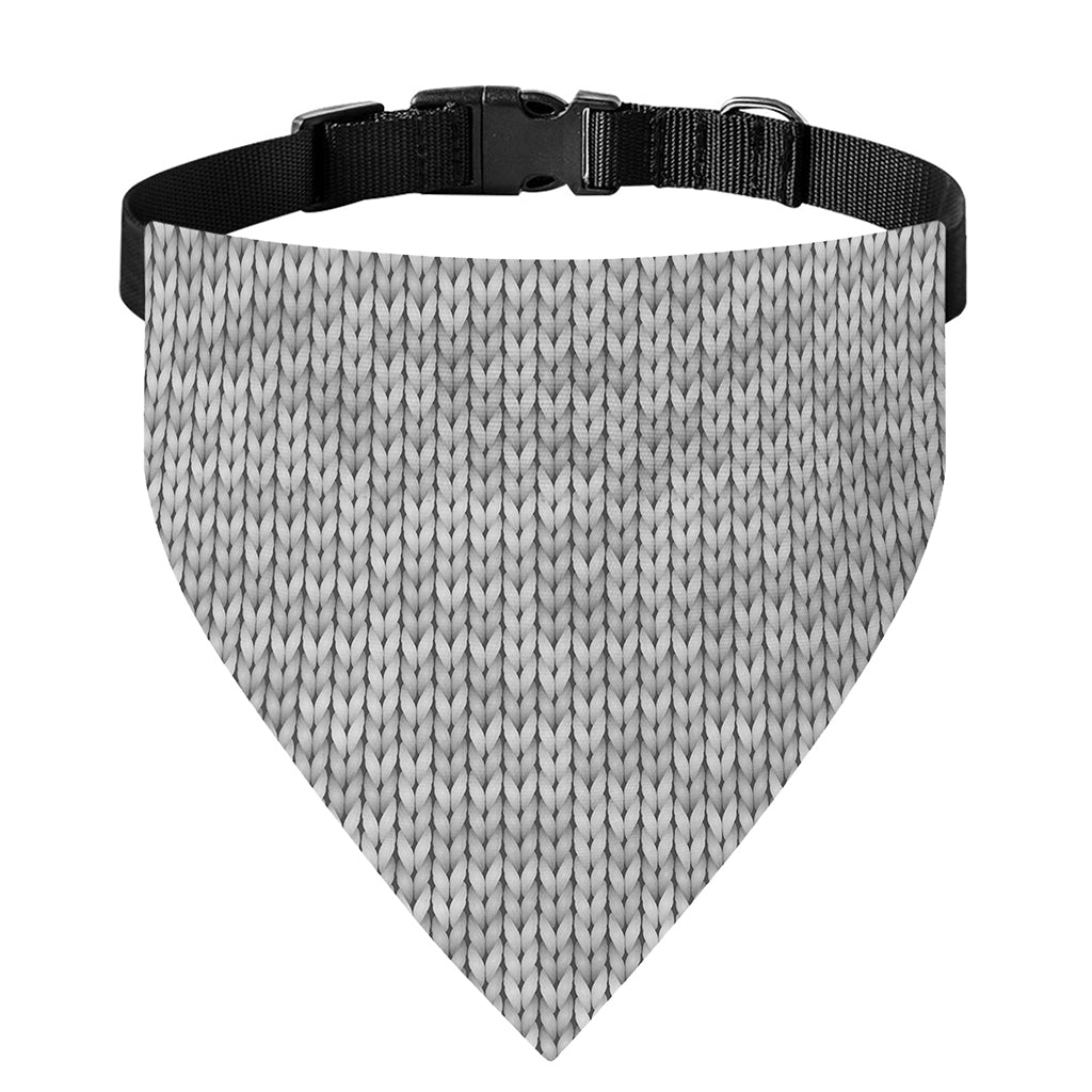 Grey Knitted Pattern Print Over The Collar Dog Bandana