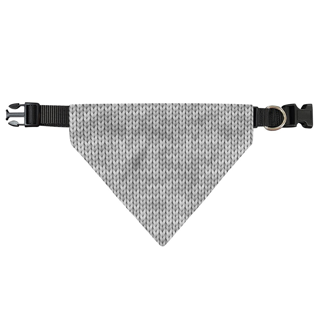 Grey Knitted Pattern Print Over The Collar Dog Bandana