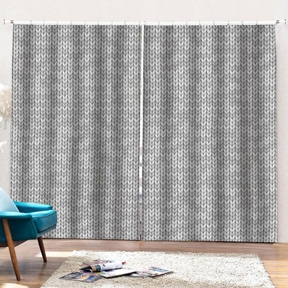 Grey Knitted Pattern Print Pencil Pleat Curtains