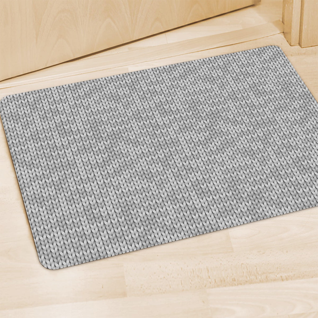 Grey Knitted Pattern Print Polyester Doormat