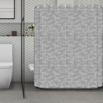 Grey Knitted Pattern Print Polyester Shower Curtain