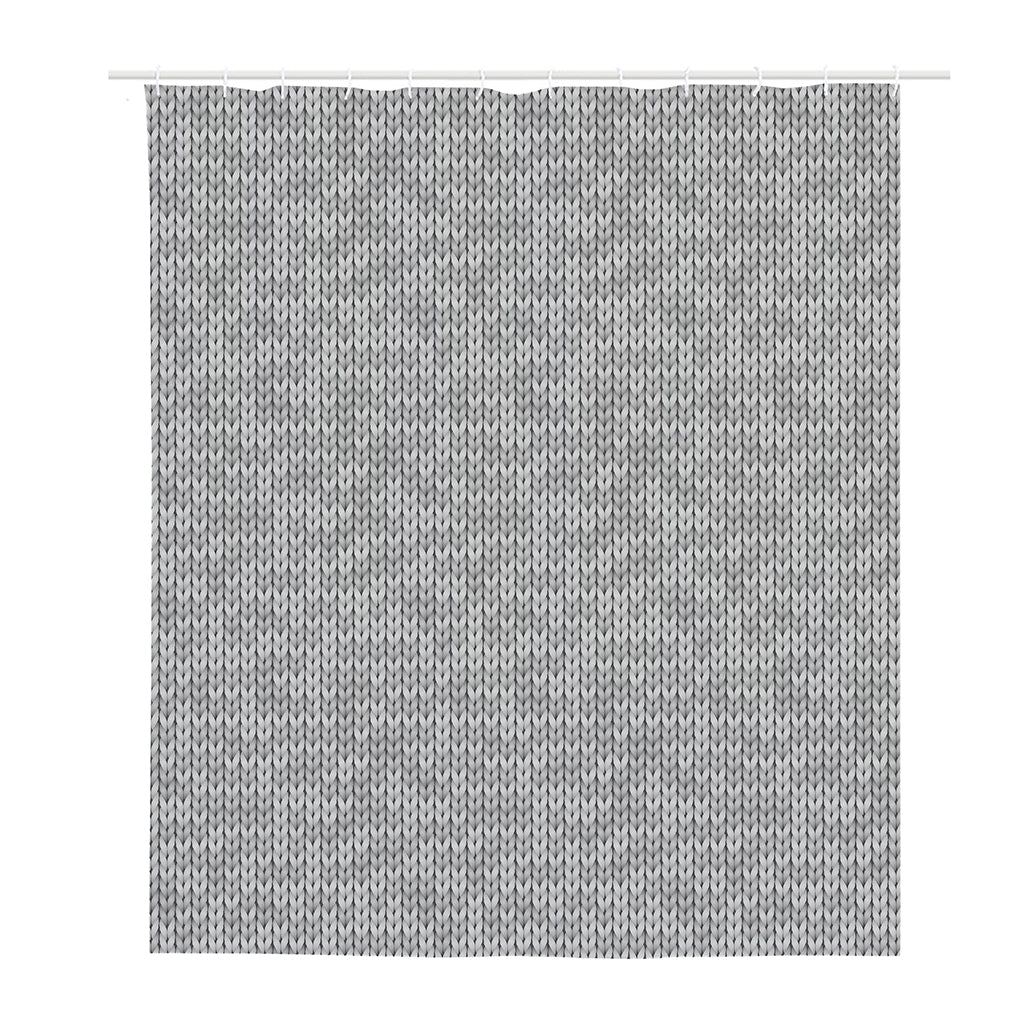 Grey Knitted Pattern Print Polyester Shower Curtain