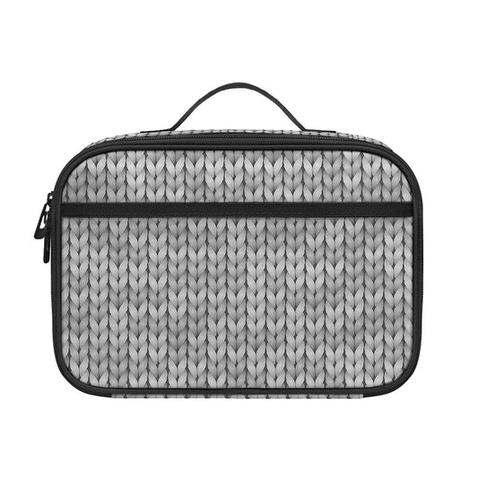 Grey Knitted Pattern Print Portable Lunch Bag