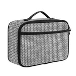 Grey Knitted Pattern Print Portable Lunch Bag