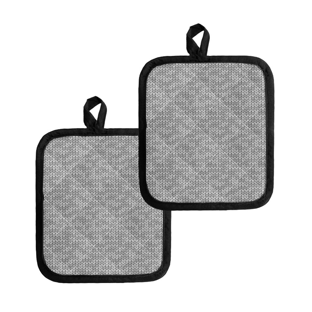 Grey Knitted Pattern Print Pot Holders