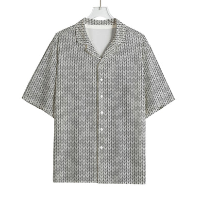 Grey Knitted Pattern Print Rayon Hawaiian Shirt