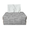 Grey Knitted Pattern Print Rectangle Tissue Box Cover