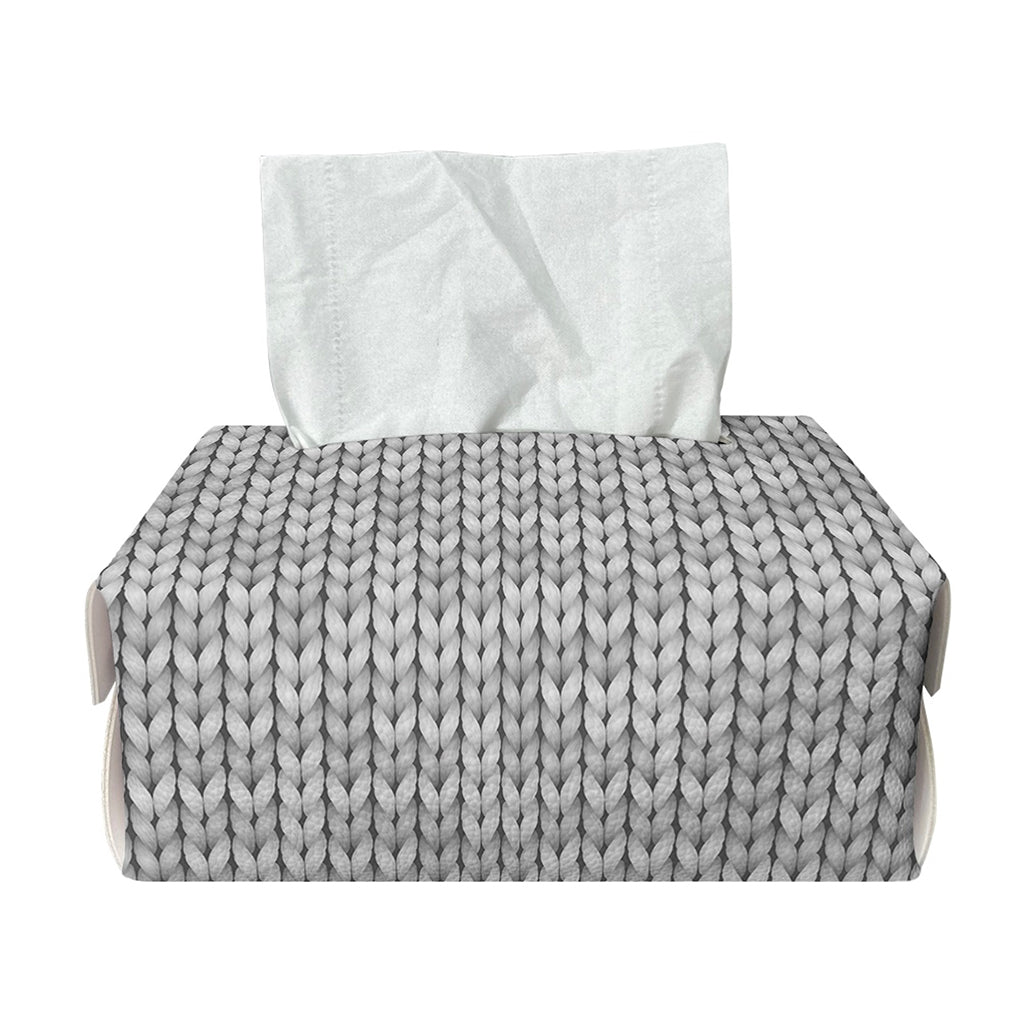 Grey Knitted Pattern Print Rectangle Tissue Box Cover