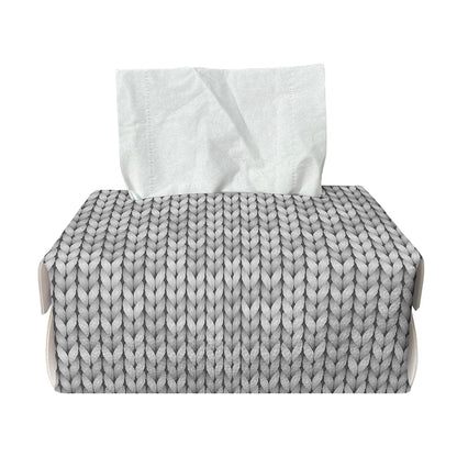 Grey Knitted Pattern Print Rectangle Tissue Box Cover