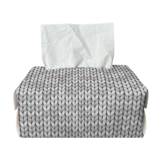 Grey Knitted Pattern Print Rectangle Tissue Box Cover