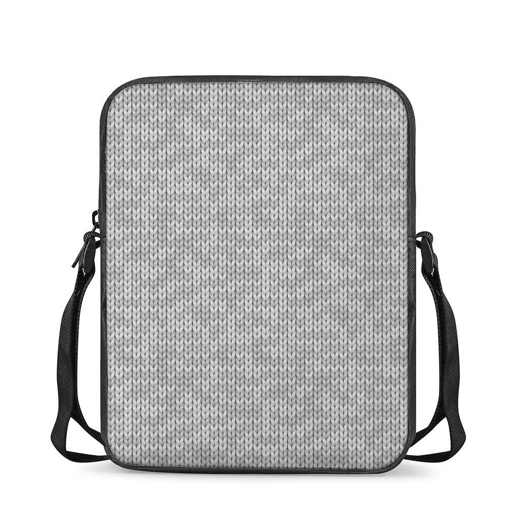 Grey Knitted Pattern Print Rectangular Crossbody Bag
