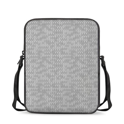 Grey Knitted Pattern Print Rectangular Crossbody Bag